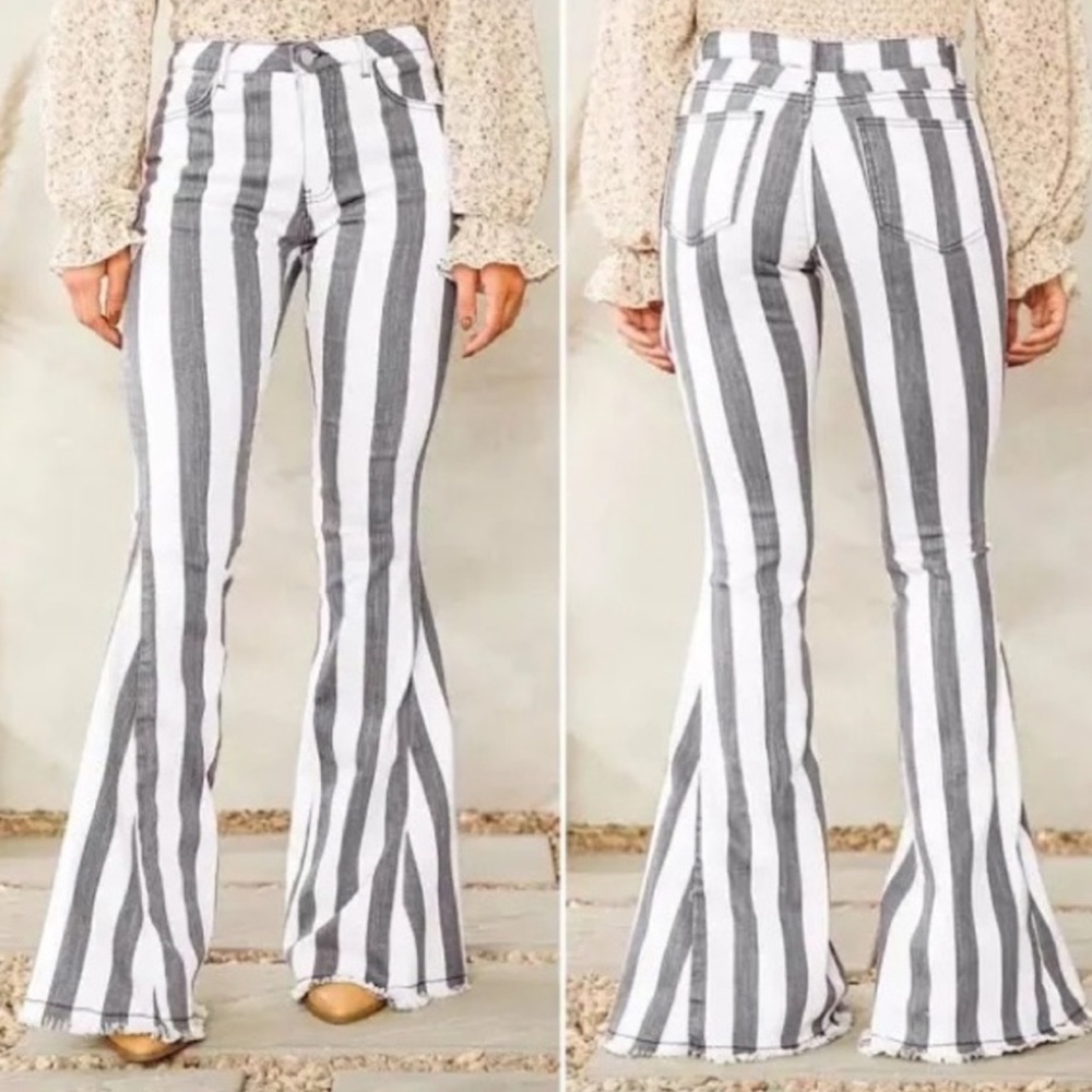 Saints and hearts striped flares